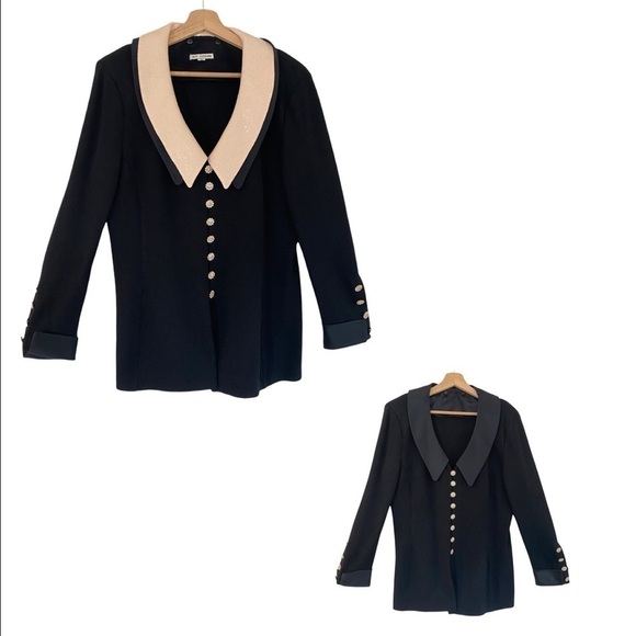 ST. JOHN EVENING Santana Knit Triple Style Rhinestone Button Cardigan Size 12 - Picture 3 of 16